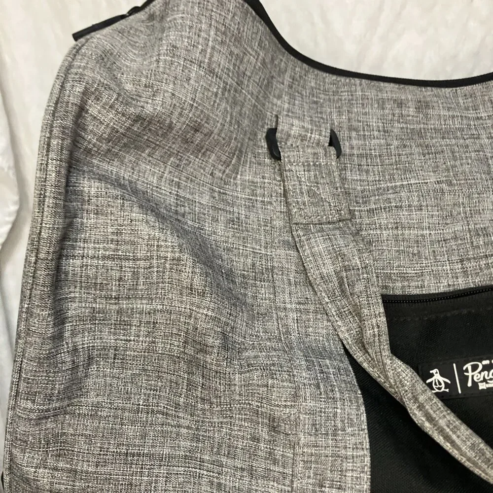 New Original Penguin Weekender Duffle Bag Grey Cross Stitch Large